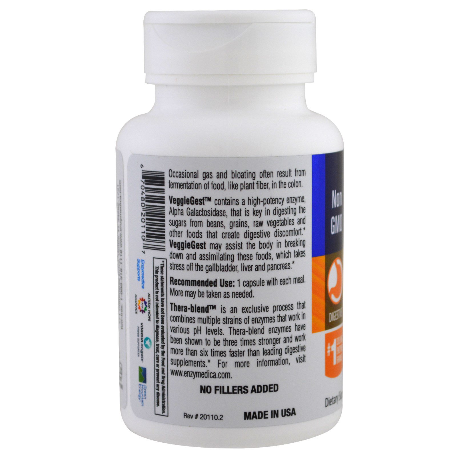 Enzymedica, VeggieGest, 60 Cápsulas - Imagem 3