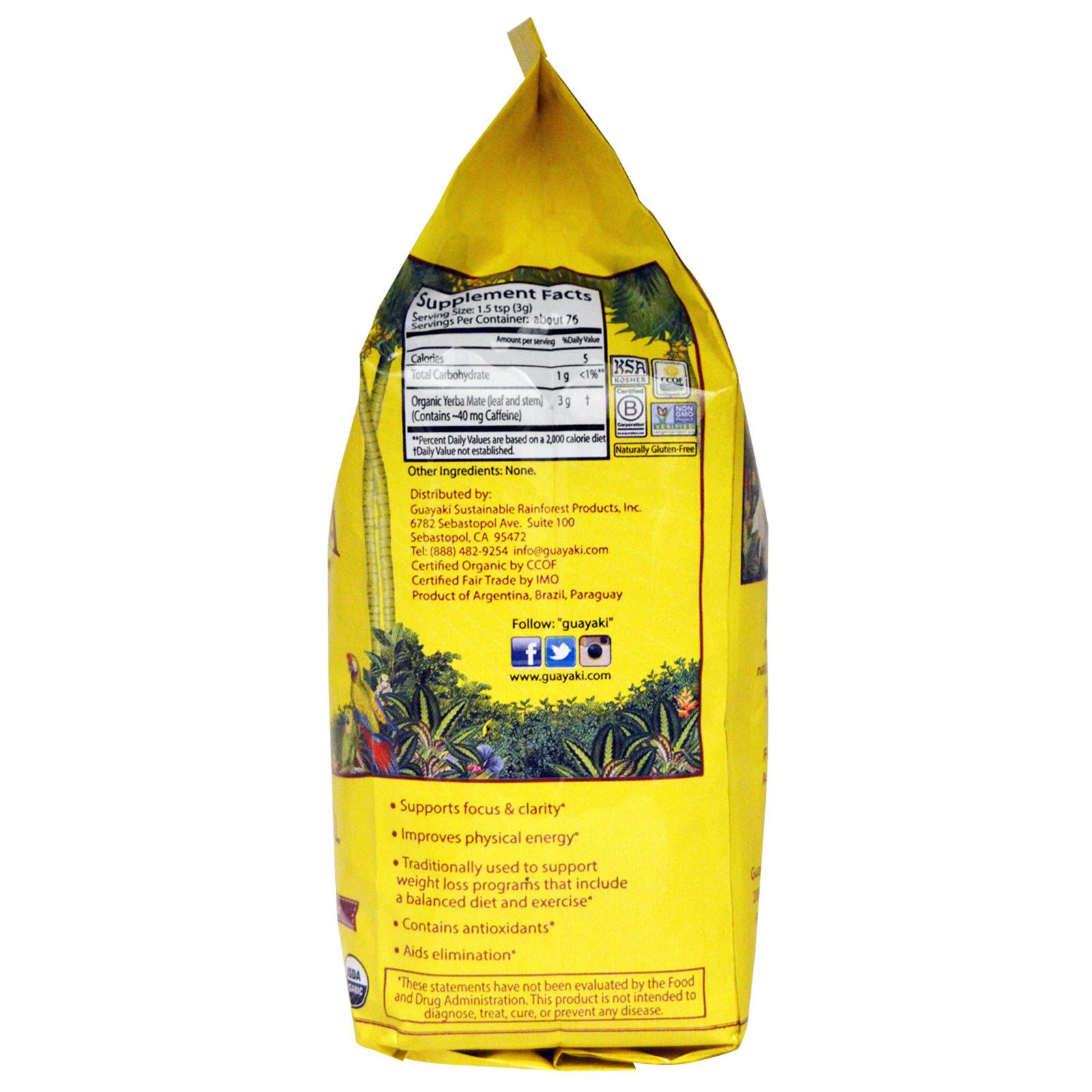 Guayaki, Erva Mate, Folhas Soltas Tradicionais, 8 oz (227 g) - Imagem 2