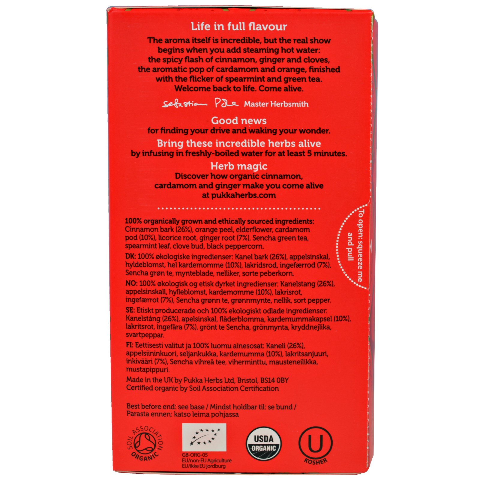 Pukka Herbs, Revitalizar, Chá de Canela Orgânica, Cardamomo & Gengibre, 20 Sachês de Chá, 1,41 onças (40 g) - Imagem 2