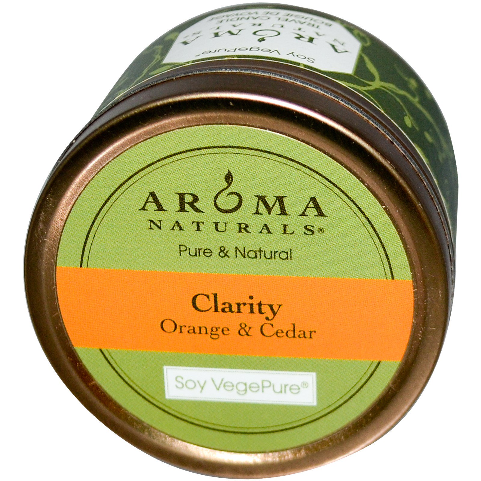 Aroma Naturals, Soy VegePure, Clareza, Vela para Viagens, Laranja e Cedro, 2,8 oz (79,38 g)