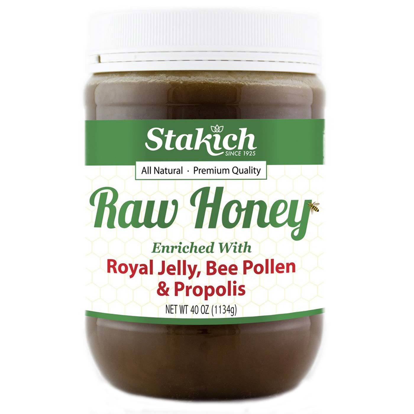 Stakich Própolis Pólen Geléia Real Abelha Enriquecido Raw Mel 40 onças