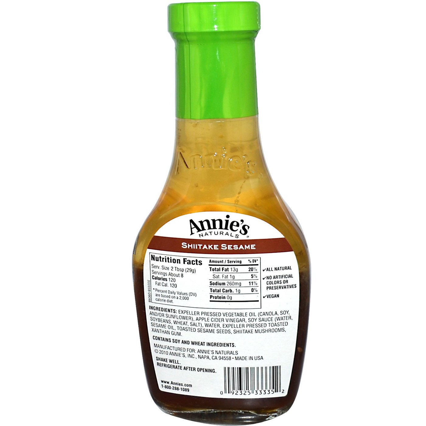 Annies Homegrown Shiitake Natural Sesame Vinagrete 8 fl oz - Imagem 2