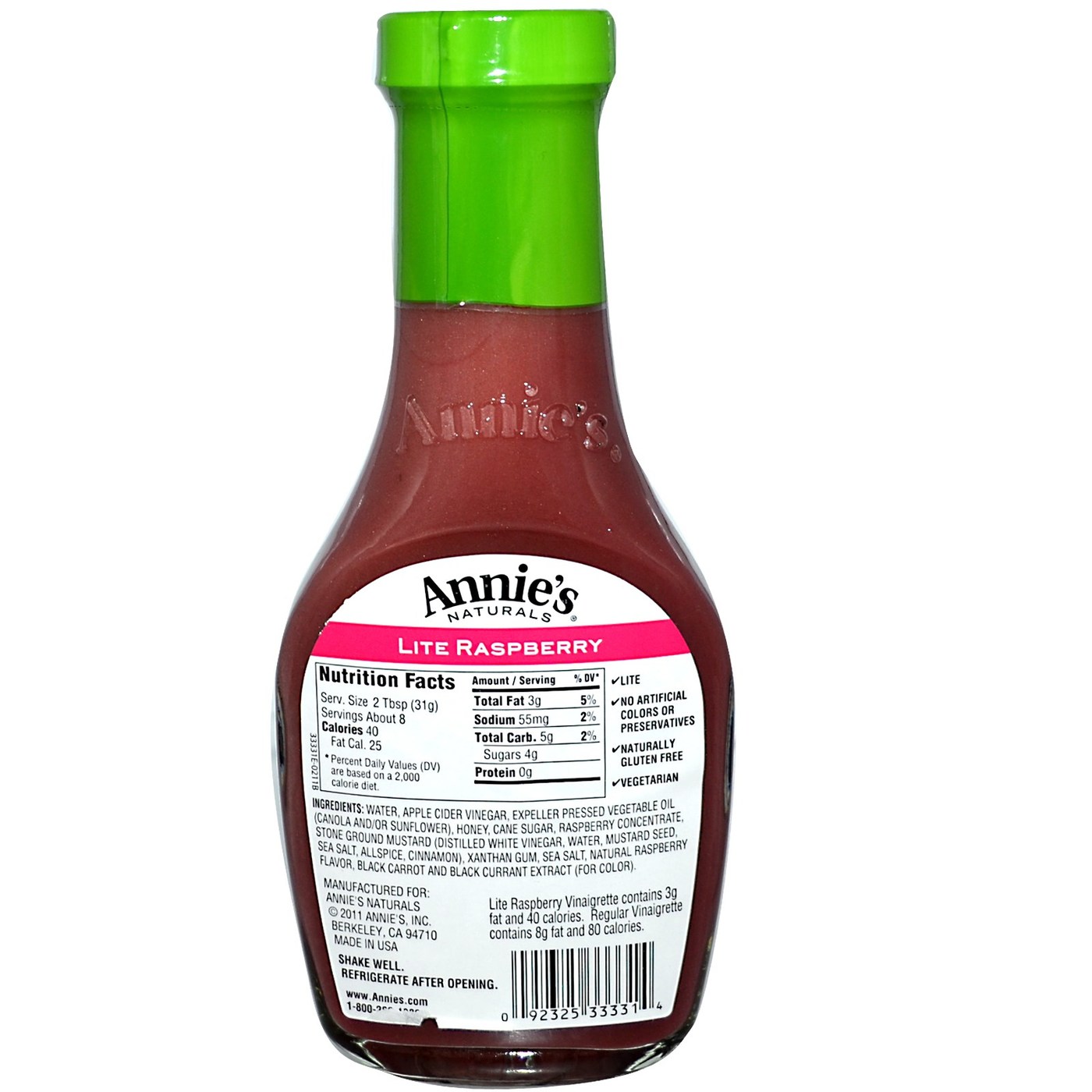 Annies Homegrown Lite Natural vinagrete de framboesa 8 fl oz - Imagem 2