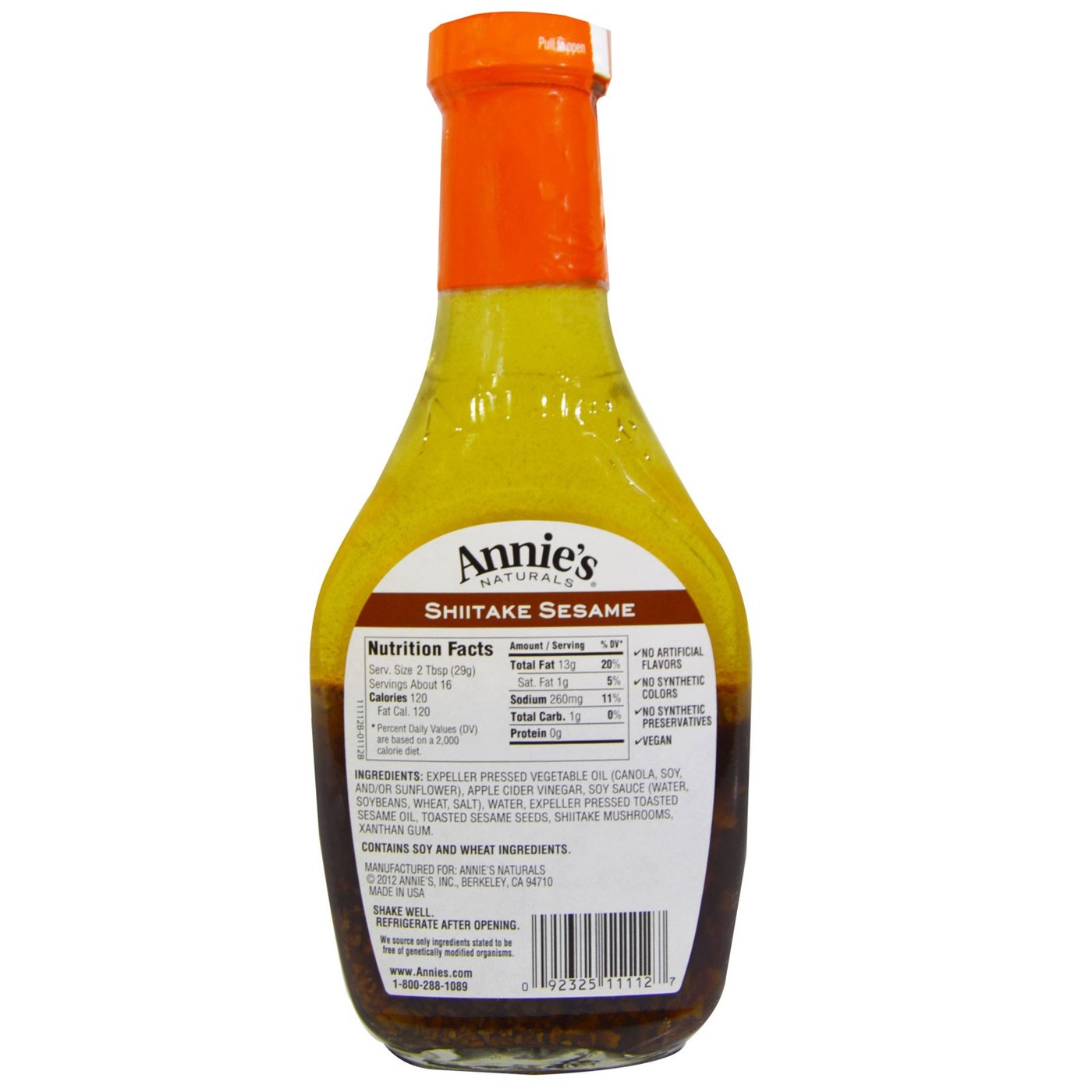 Annies Homegrown Shiitake orgânicos Sesame Vinagrete 16 fl oz - Imagem 2