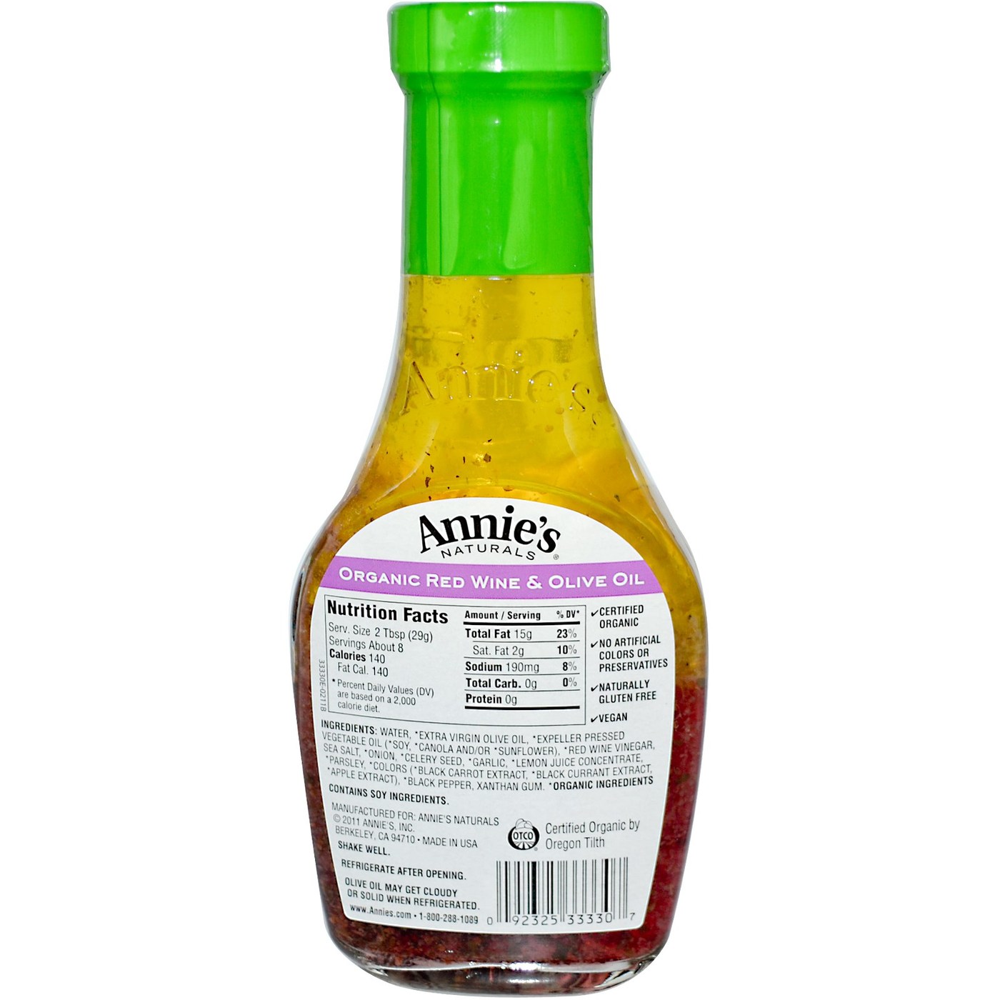 Annies Homegrown Orgânico Wine Red e Azeite Vinagrete 8 fl oz - Imagem 2