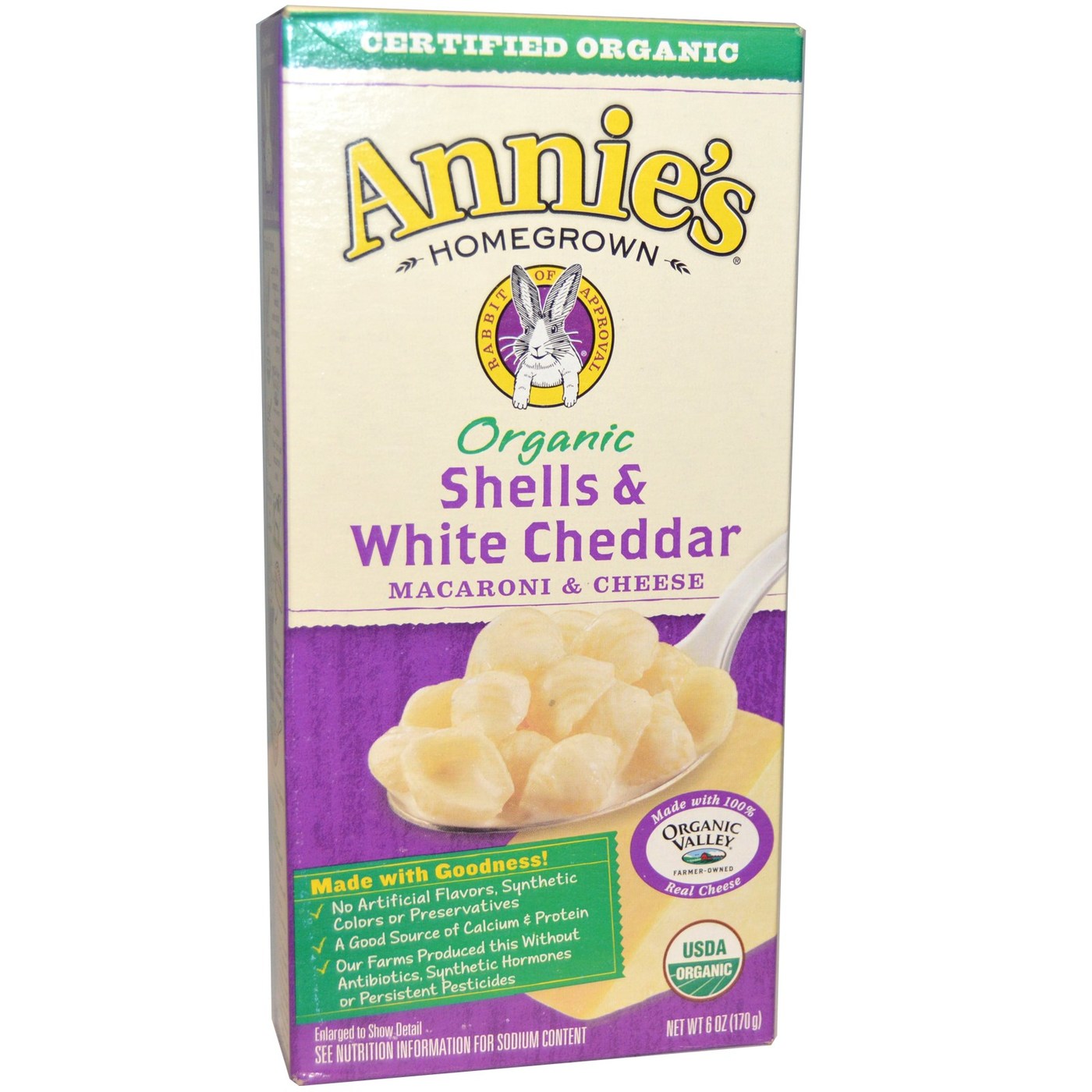 Annies Homegrown Shells orgânicos e branco Cheddar 6 onças