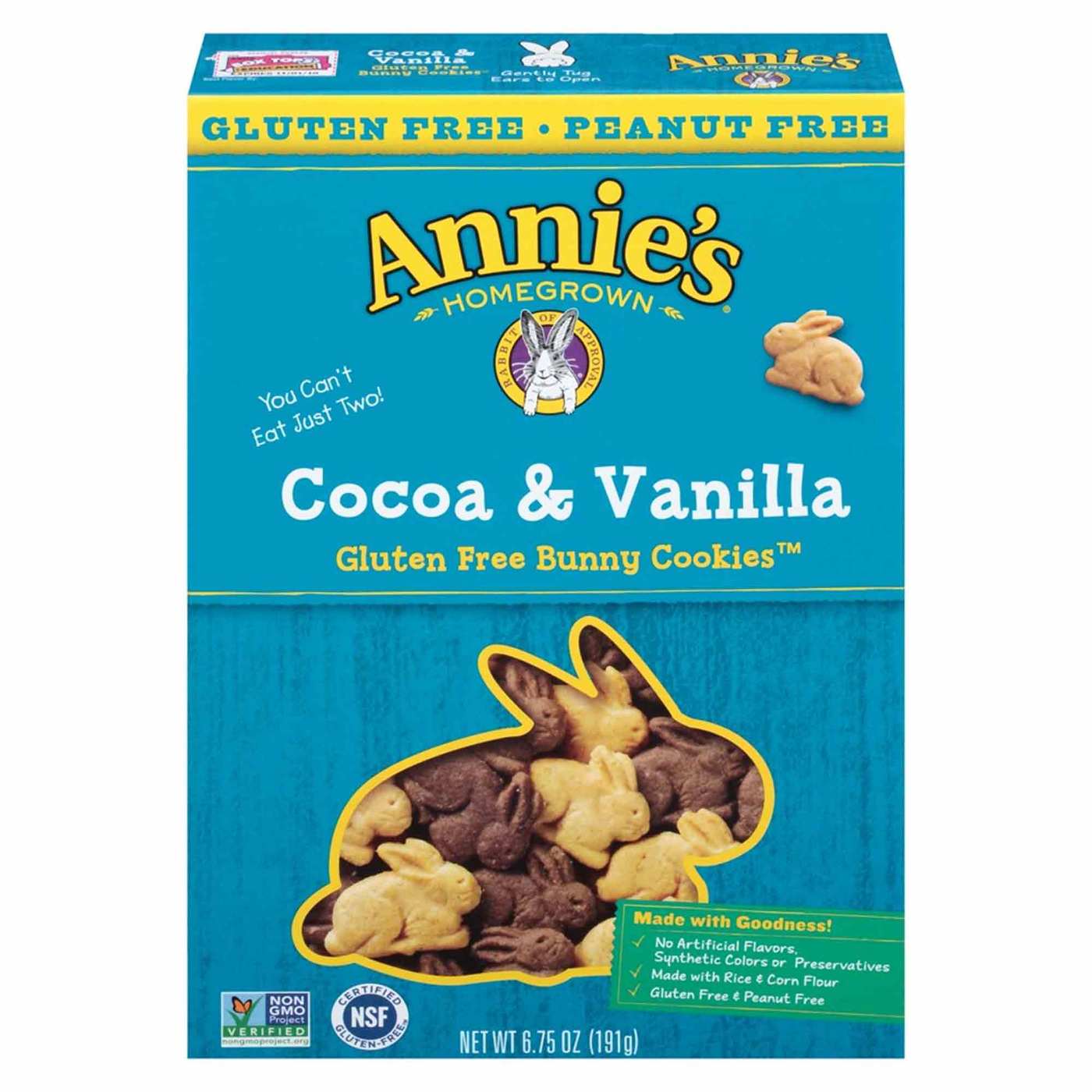 Annies Homegrown Gluten Free Coelho Biscoitos de cacau e baunilha 6,75 onças