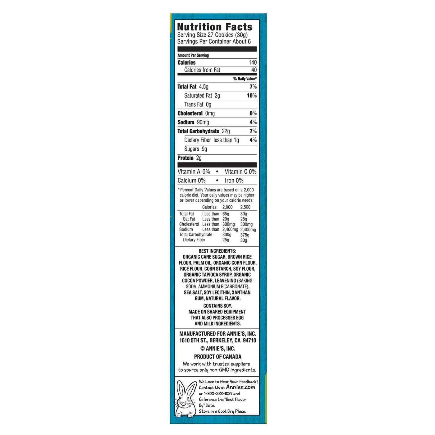 Annies Homegrown Gluten Free Coelho Biscoitos de cacau e baunilha 6,75 onças - Imagem 2