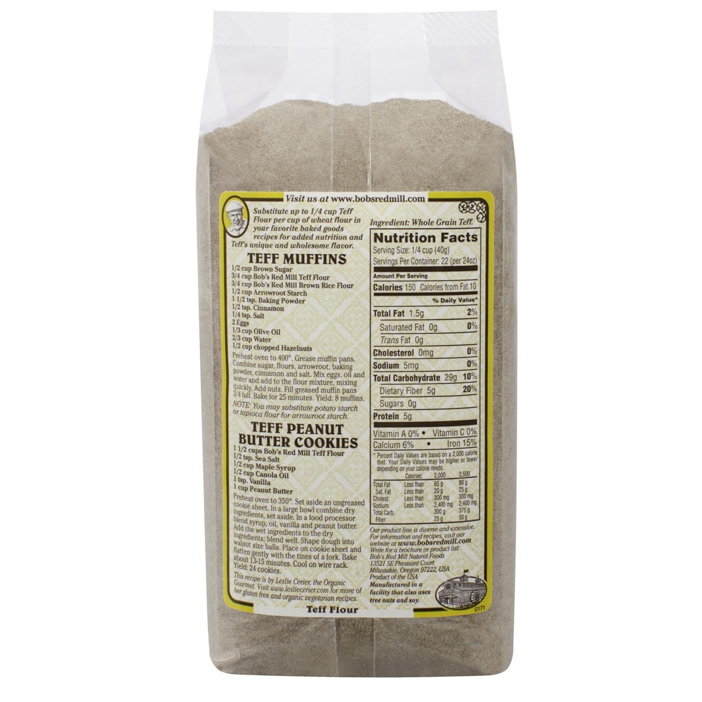 Bobs Red Mill Whole Grain Teff Farinha (4 unidades) de 4 - 24 onças Bags - Imagem 2