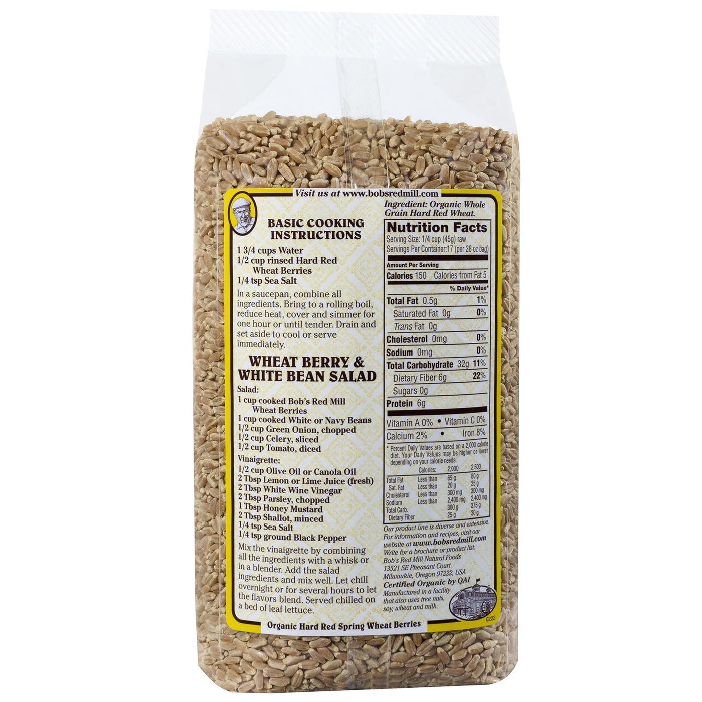Bobs Red Mill Orgânicos duro vermelho Primavera bagas de trigo (Pack 4) de 4 - 28 onças Bags - Imagem 2