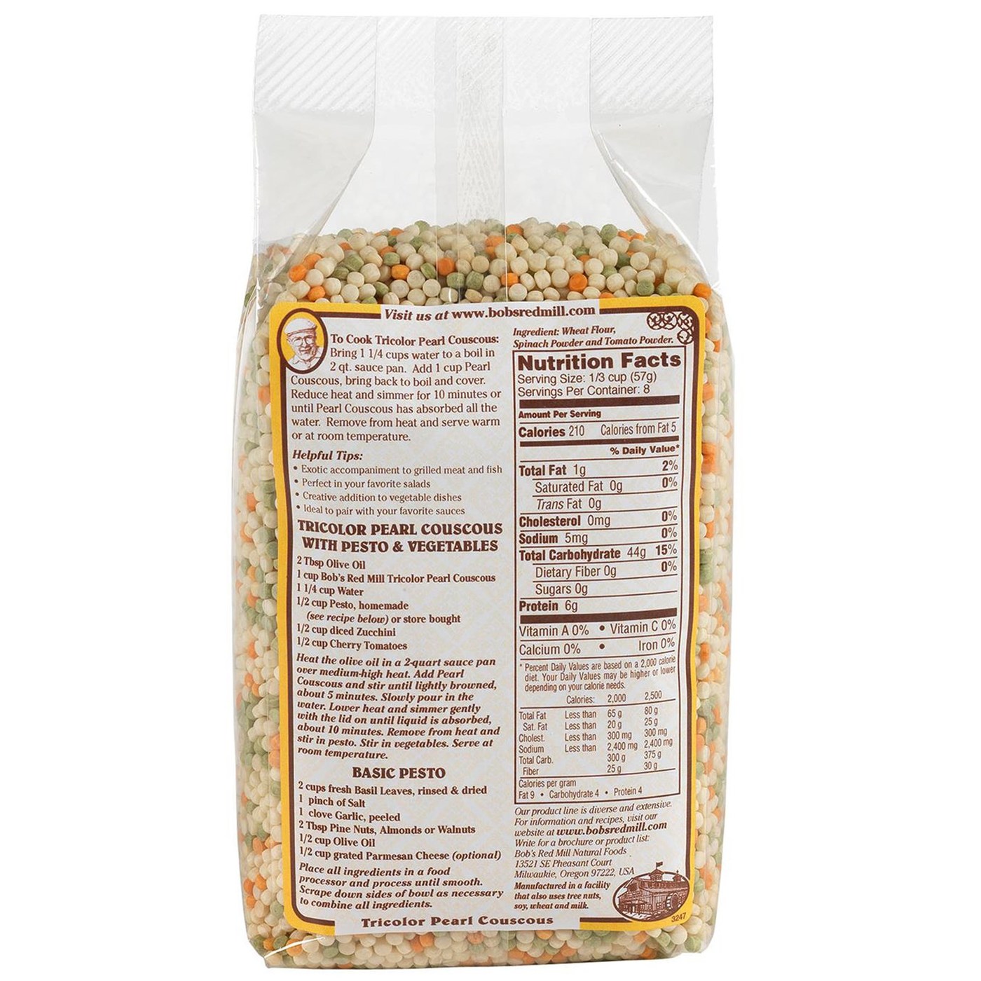Bobs Red Mill Tricolor Pérola Cuscuz (4 blocos) 4 - 16 onças Bags - Imagem 2