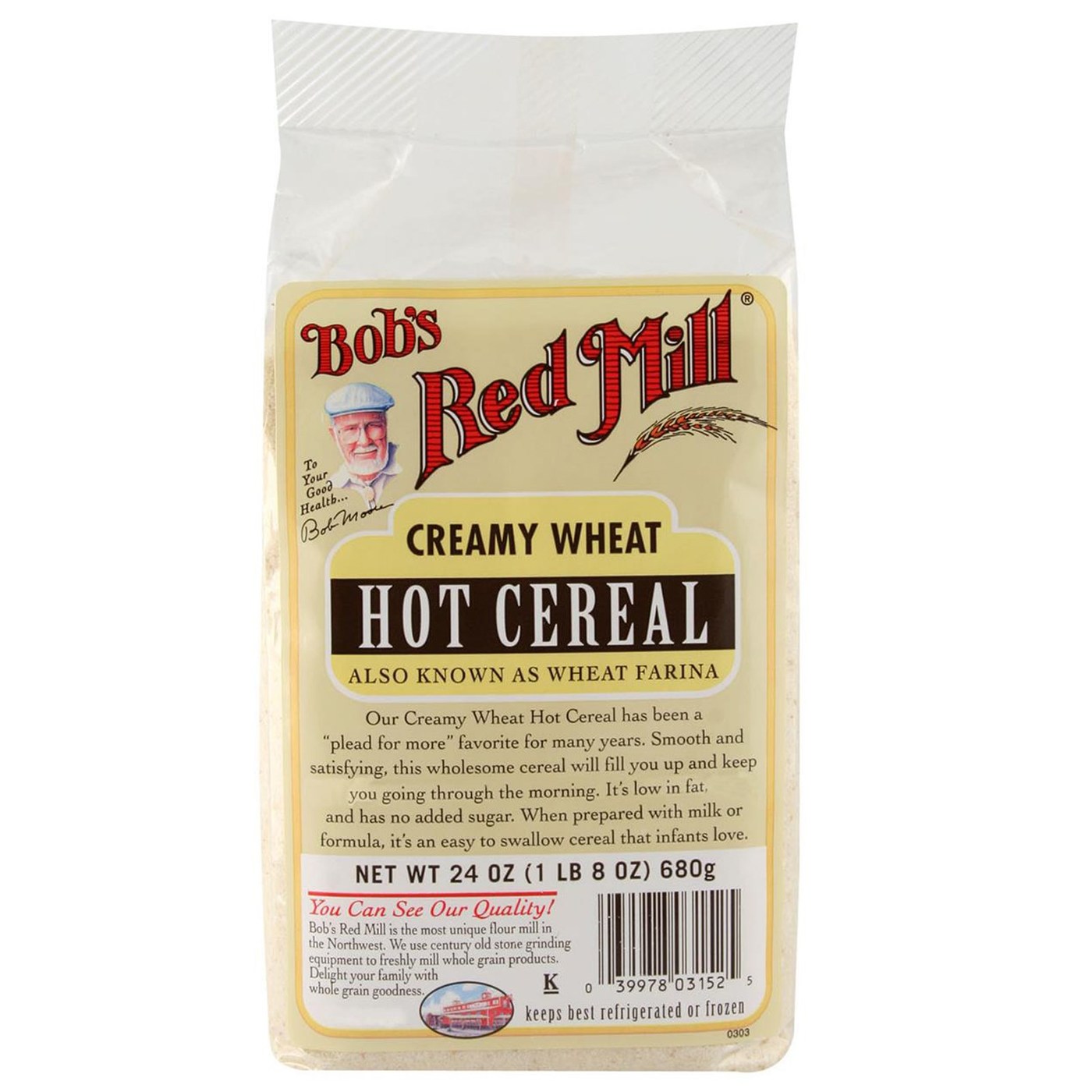 Bobs Red Mill Orgânico Creamy Trigo Hot Cereal 4-24 oz Bags