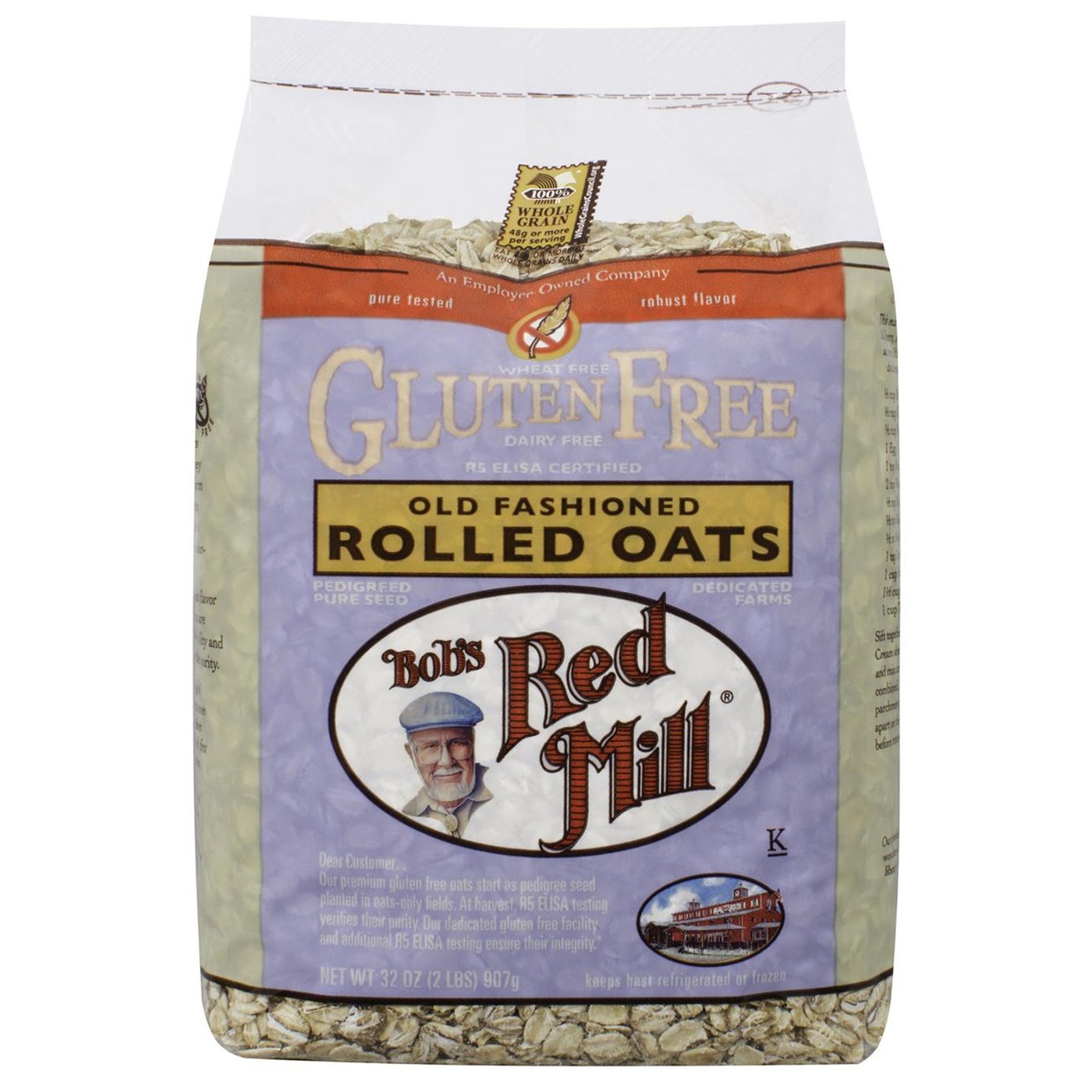 Bobs Red Mill Gluten Free Whole Grain de aveia em flocos 4-32 oz Bags