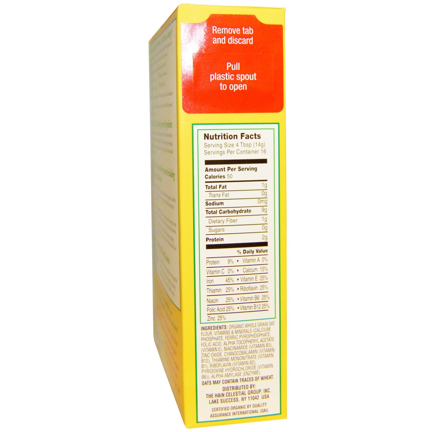 Earth's Best Whole Grain Aveia Cereal 8 oz - Imagem 2