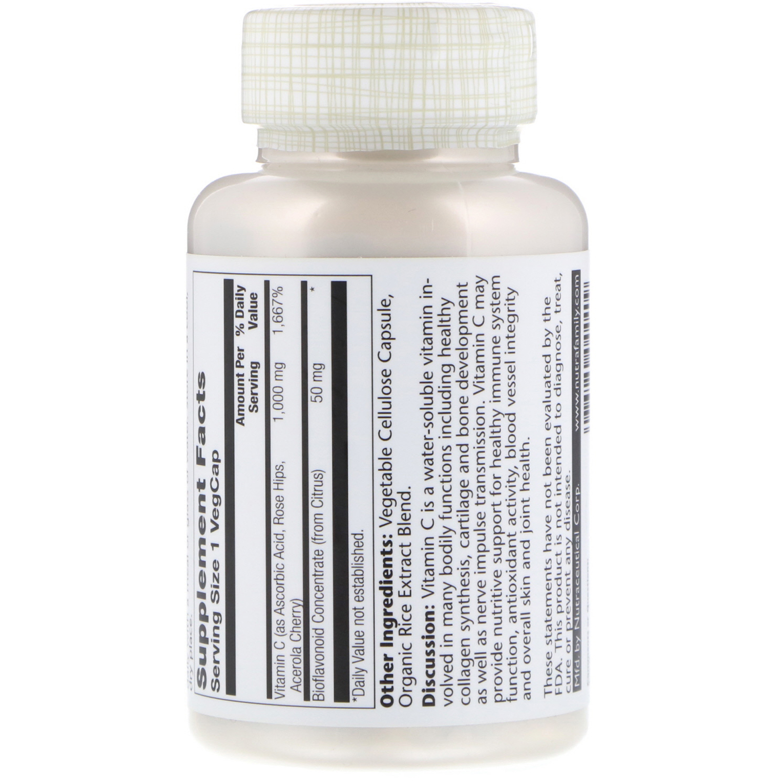 Solaray, Vitamin C, With Bioflavonoid Concentrate, 1000 mg, 100 VegCaps - Imagem 2