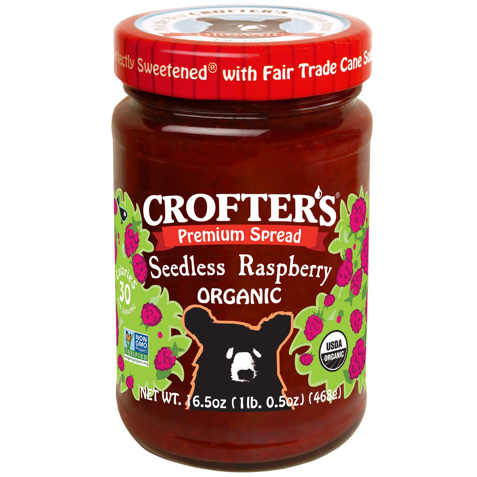 Crofter's Organic, Geleia Orgânica Premium, Framboesa sem Sementes, 16,5 oz (468 g)