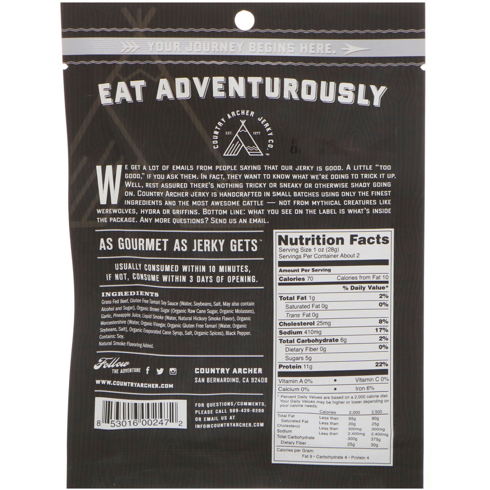 Country Archer Jerky, Beef Jerky, Original, 12 Pack, 1.5 oz (42 g) Each - Imagem 3