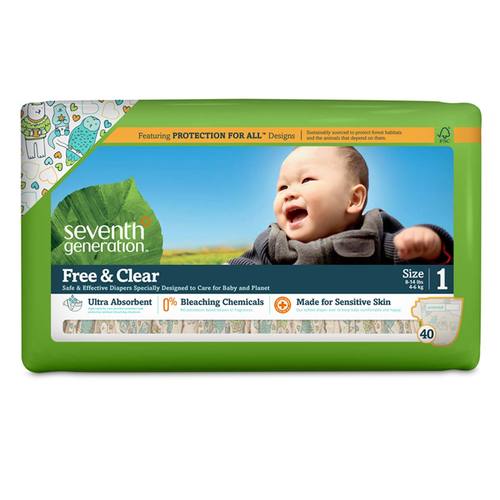 Seventh Generation Livre e Esclarecido Fraldas Stage 1 (8-14 lbs) 40 Fraldas