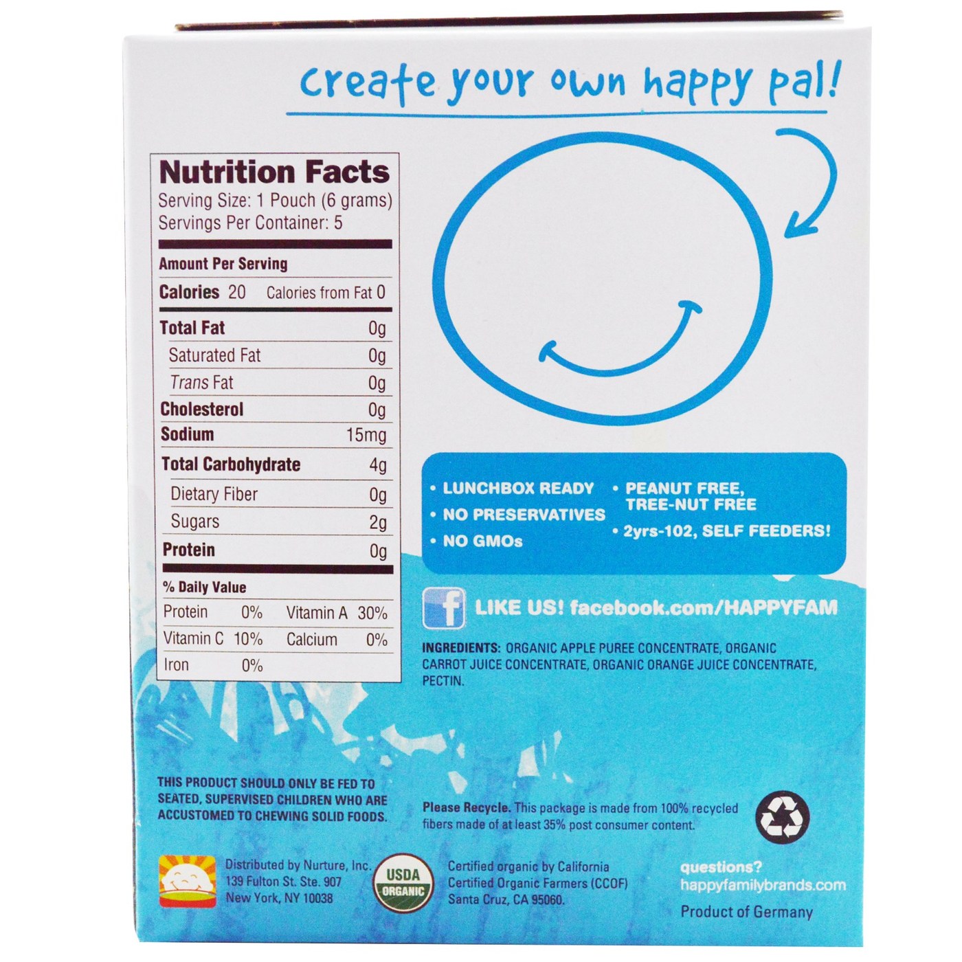 Happy Bebê Happy Times liofilizado cenoura e Apple Bits (6 Pack) 6-5 Caixas Bolsa - Imagem 2