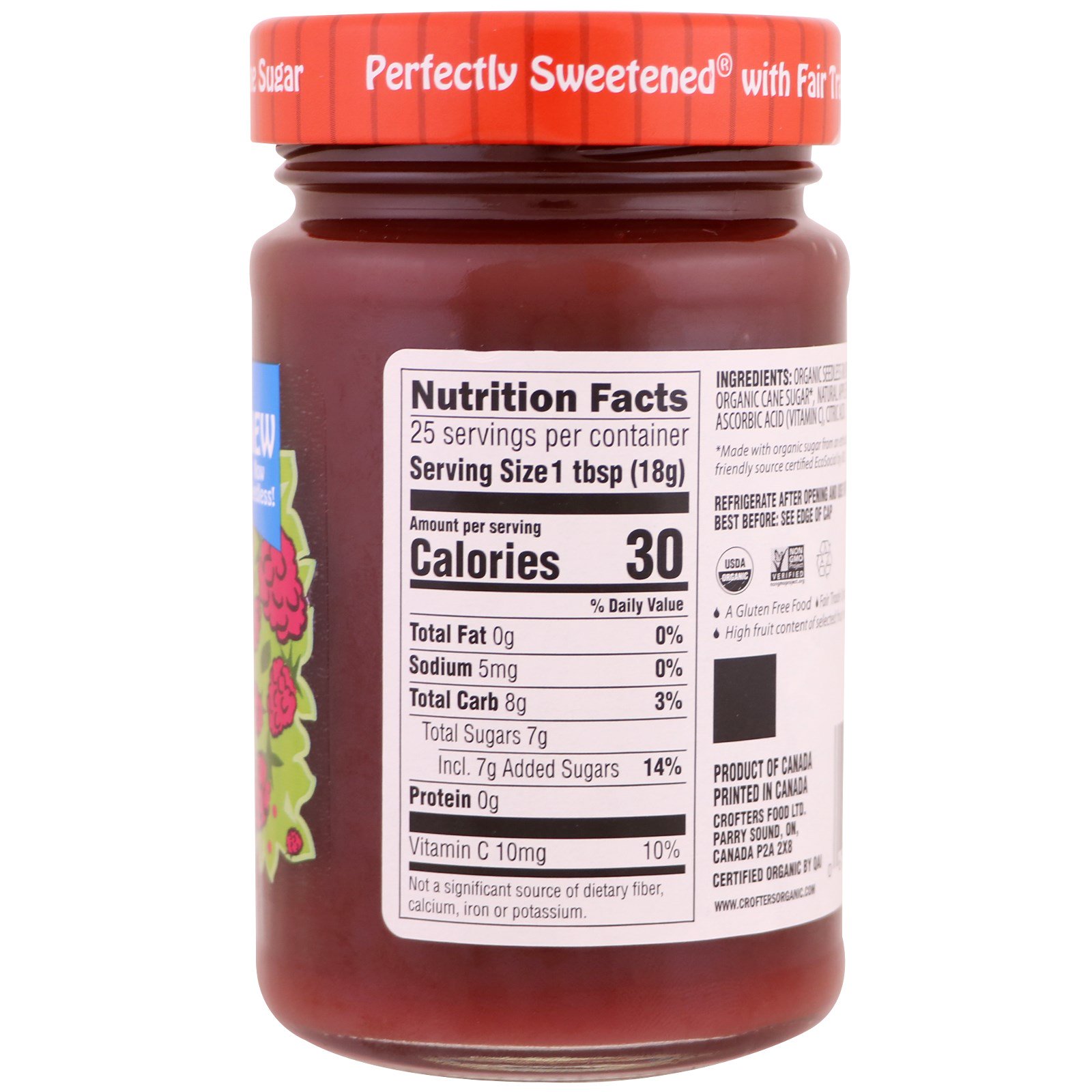 Crofter's Organic, Geleia Orgânica Premium, Framboesa sem Sementes, 16,5 oz (468 g) - Imagem 2
