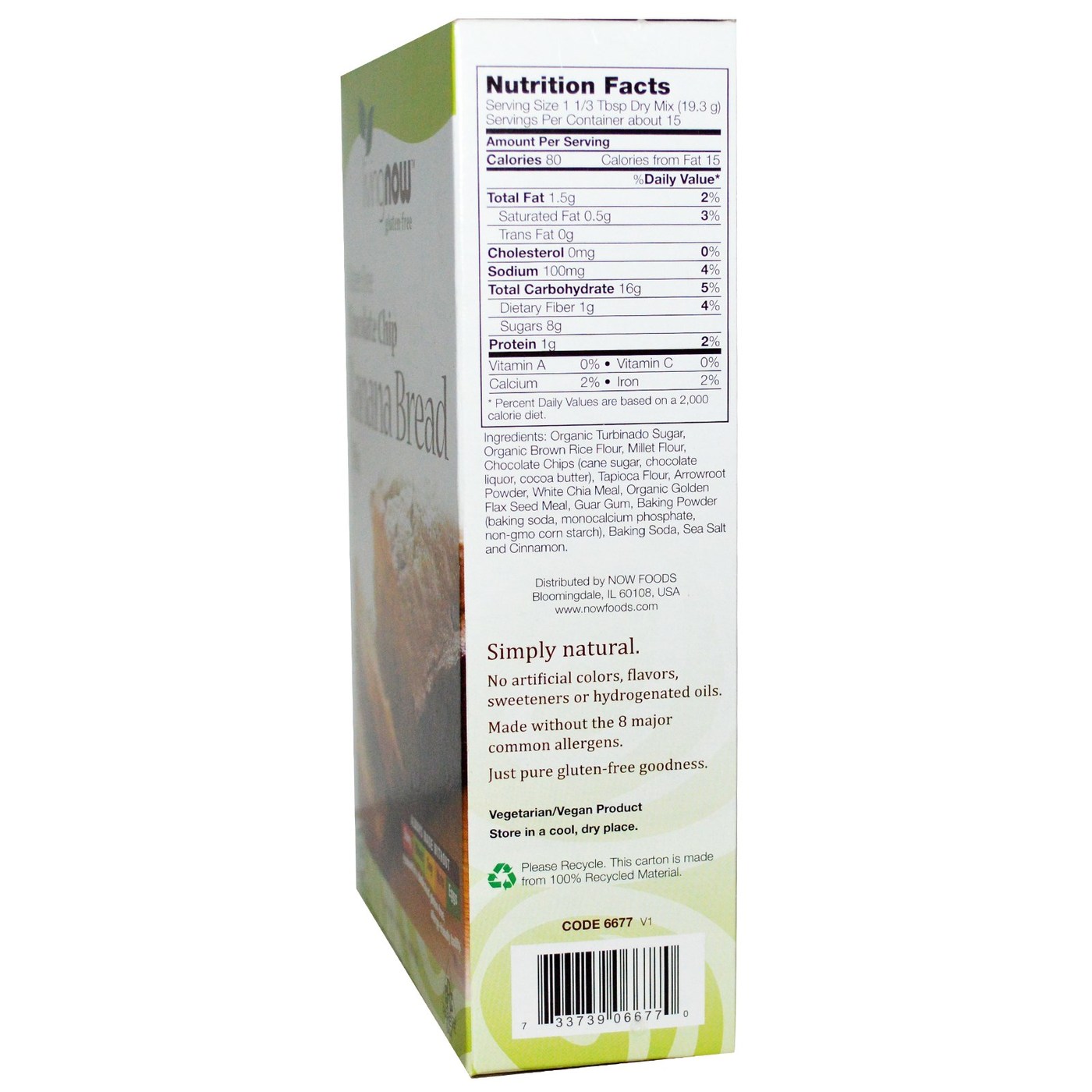 Now Foods Sem glúten Chocolate Chip Banana Bread Mix 10,2 onças (289 g) - Imagem 2