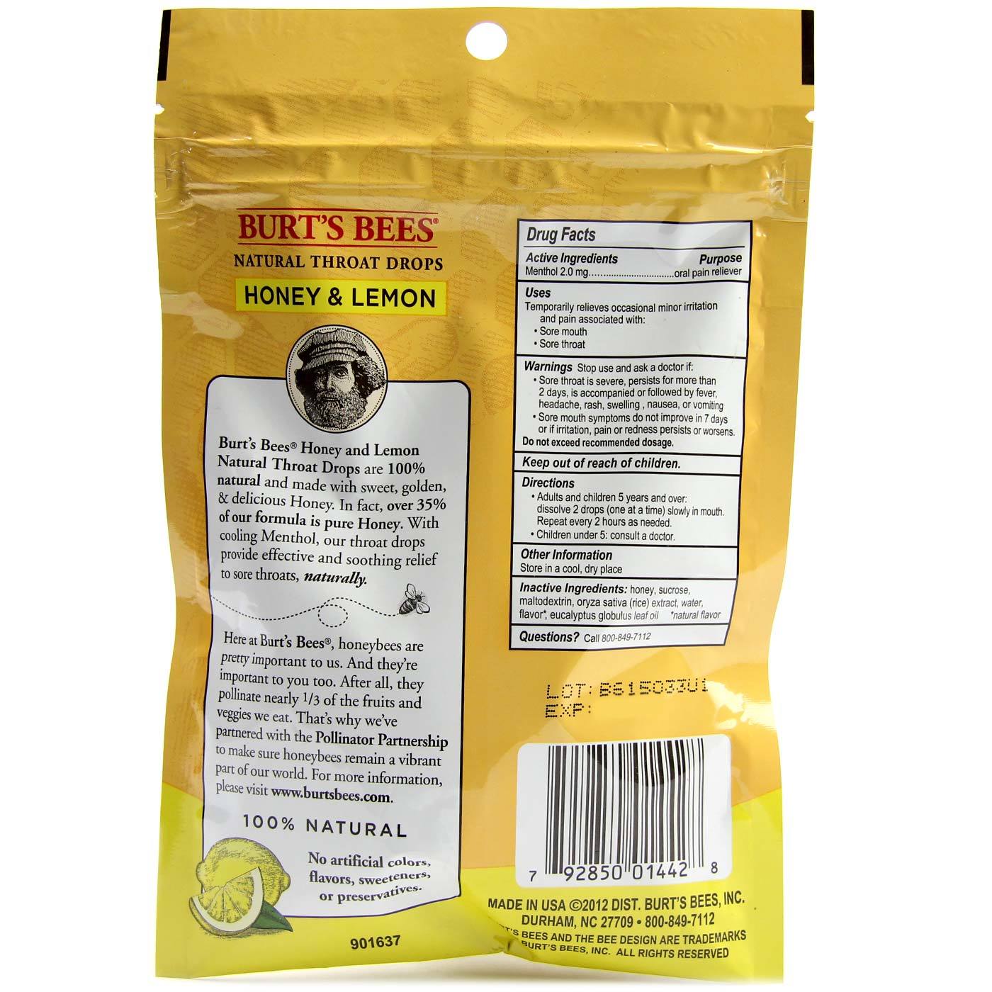 Burt's Bees Natural garganta gotas de mel de limão 20 gotas - Imagem 2