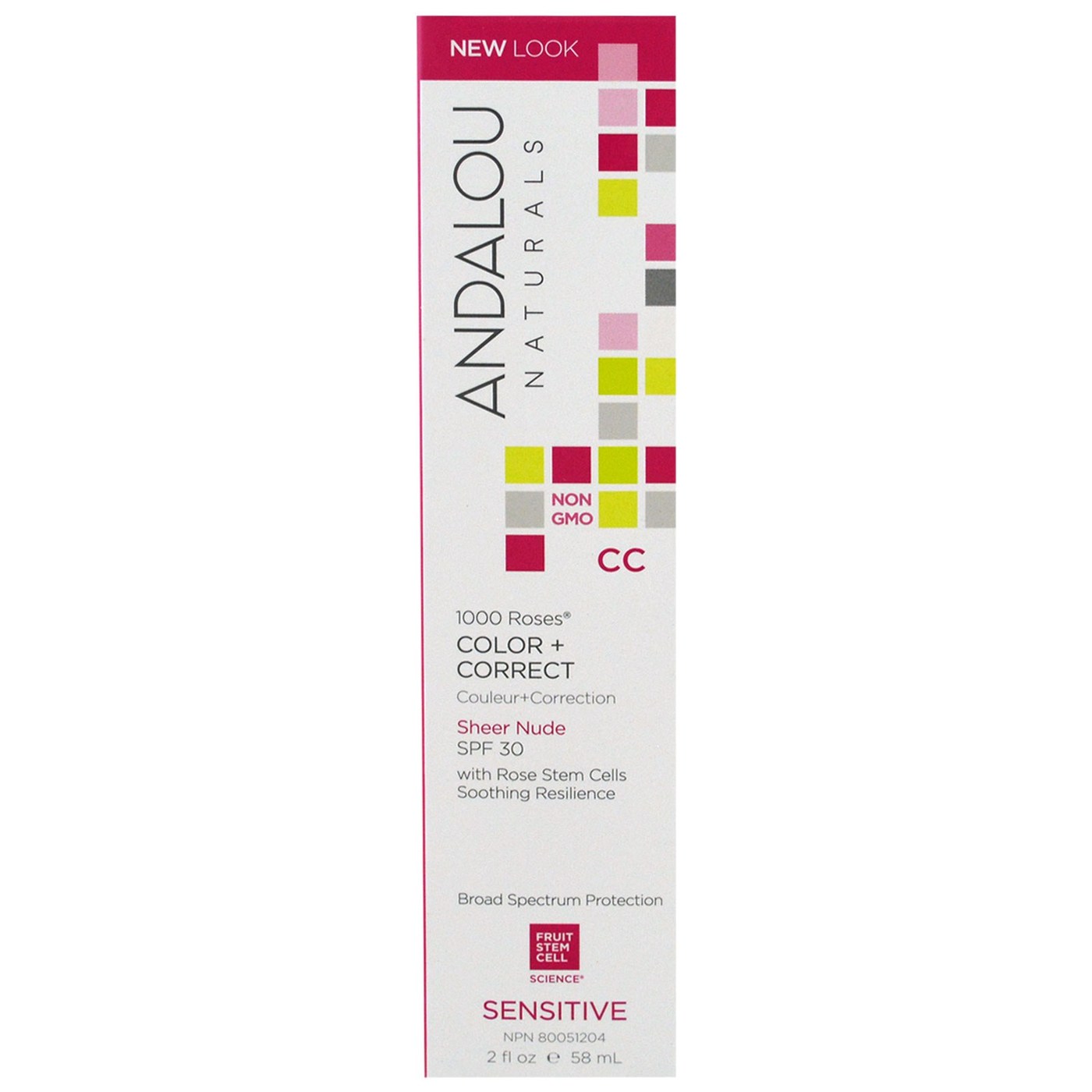 Andalou Naturals 1000 Roses CC Cream, SPF 30 - Sheer Nude - 2 oz