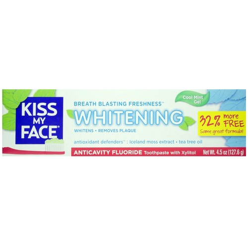 Kiss My Face Whitening Anticavity Fluoride Creme Dental, Menta refrescante - 4.5 oz
