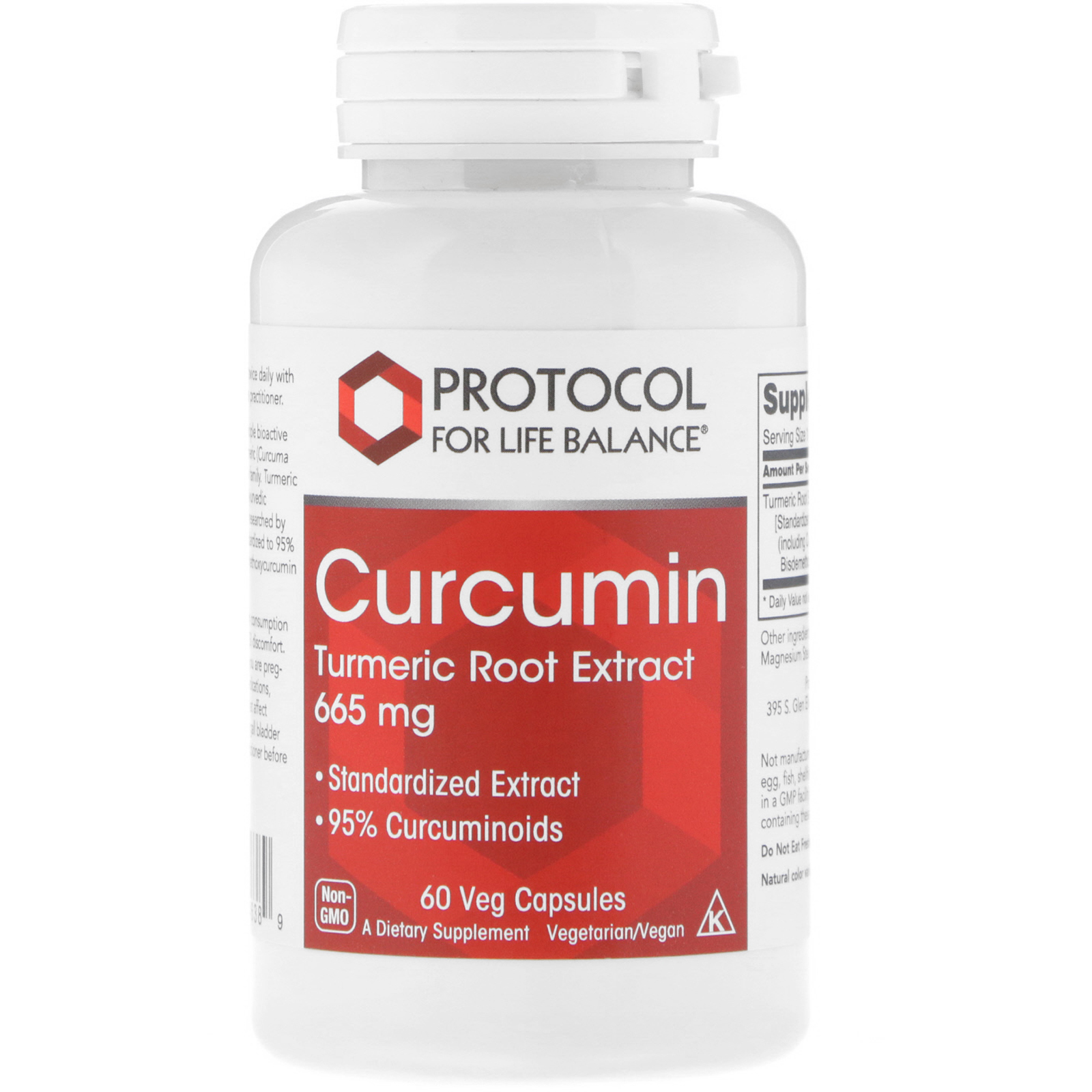 Protocol for Life Balance, Curcumin, Turmeric Root Extract, 665 mg, 60 Veg Capsules