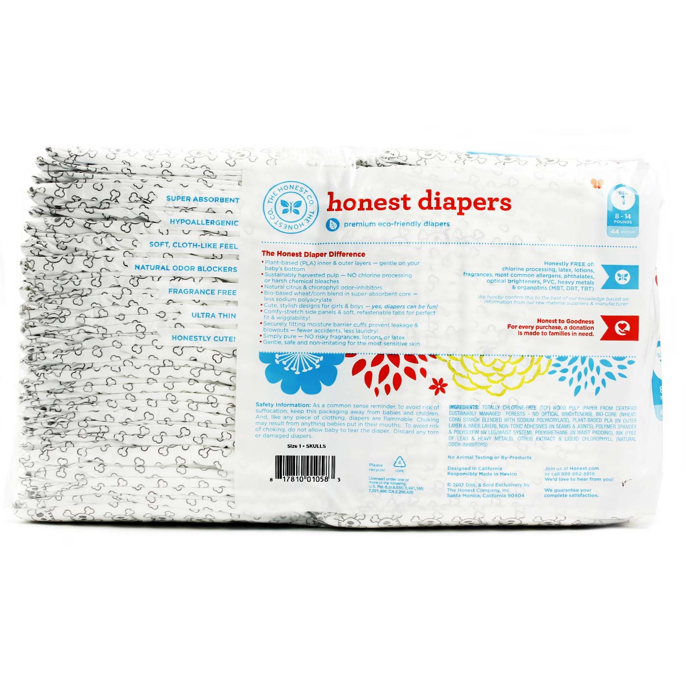The Honest Company Original Diapers, Pequeno - Skulls - 44 pack (size 1) - Imagem 2