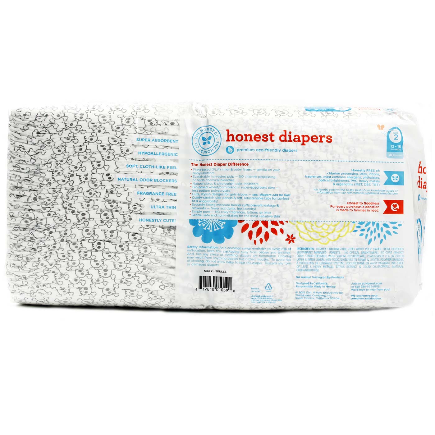 The Honest Company Original Diapers, Médio - Skulls - 40 pack (size 2) - Imagem 2