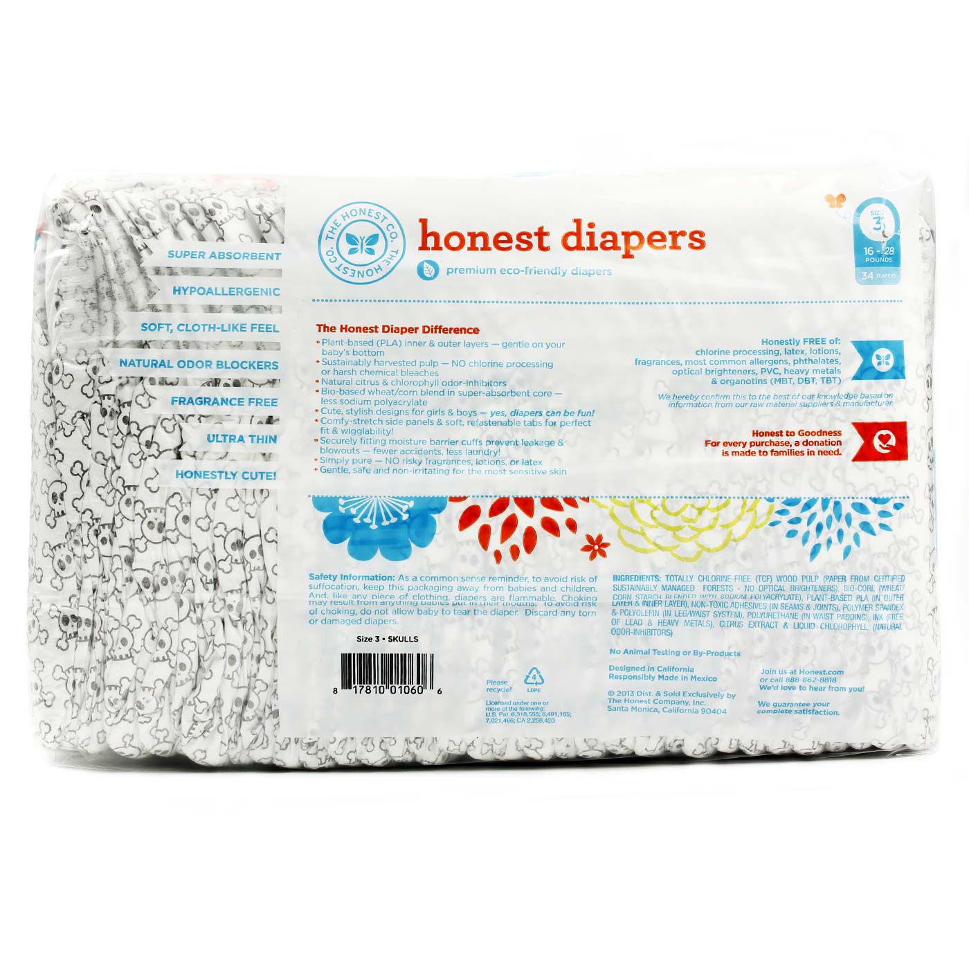 The Honest Company Original Diapers, Médio - Skulls - 34 pack (size 3) - Imagem 2