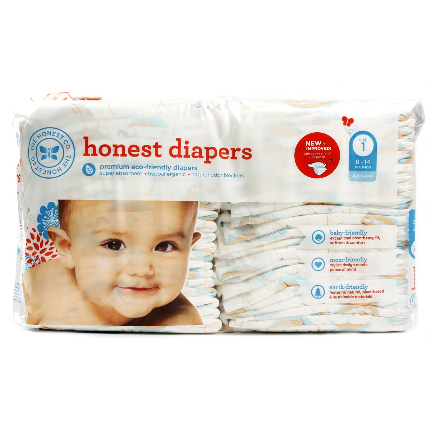 The Honest Company Original Diapers, Pequeno - Balloon - 44 pack (size 1)