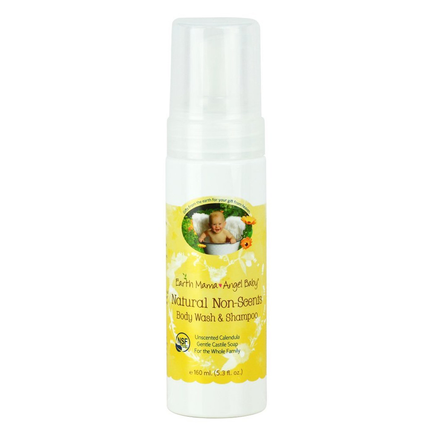 Earth Mama Angel Bebê Natural Non-Scents Xampu and Sabonete Liquido Body - 5.3 fl oz