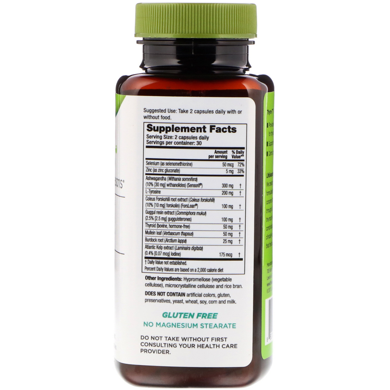 Life Seasons, Thyro-T, Thyroid Support, 60 Vegetarian Capsules - Imagem 2