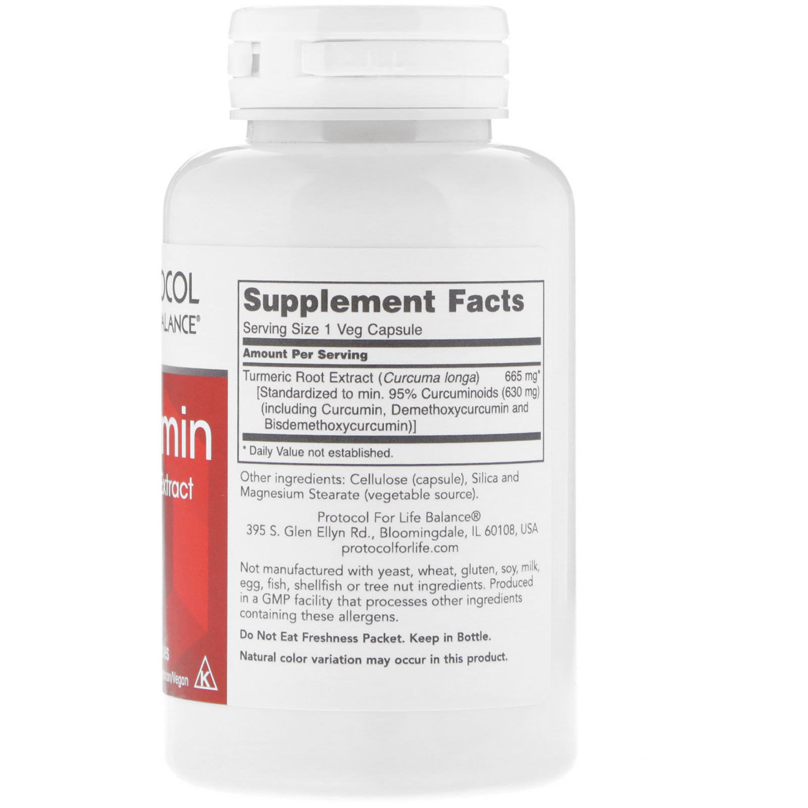 Protocol for Life Balance, Curcumin, Turmeric Root Extract, 665 mg, 60 Veg Capsules - Imagem 2