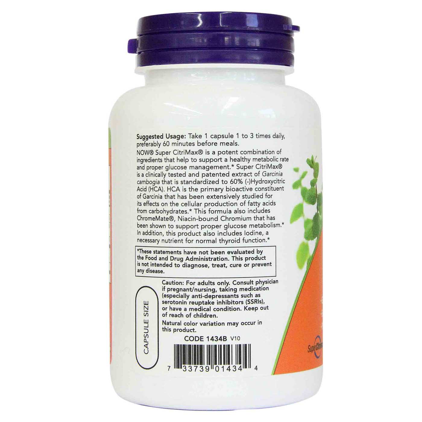 Now Foods Super Citrimax Extra Forte 750 mg Chromemate, Panax Ginseng e Kelp 90 Cápsulas - Imagem 2