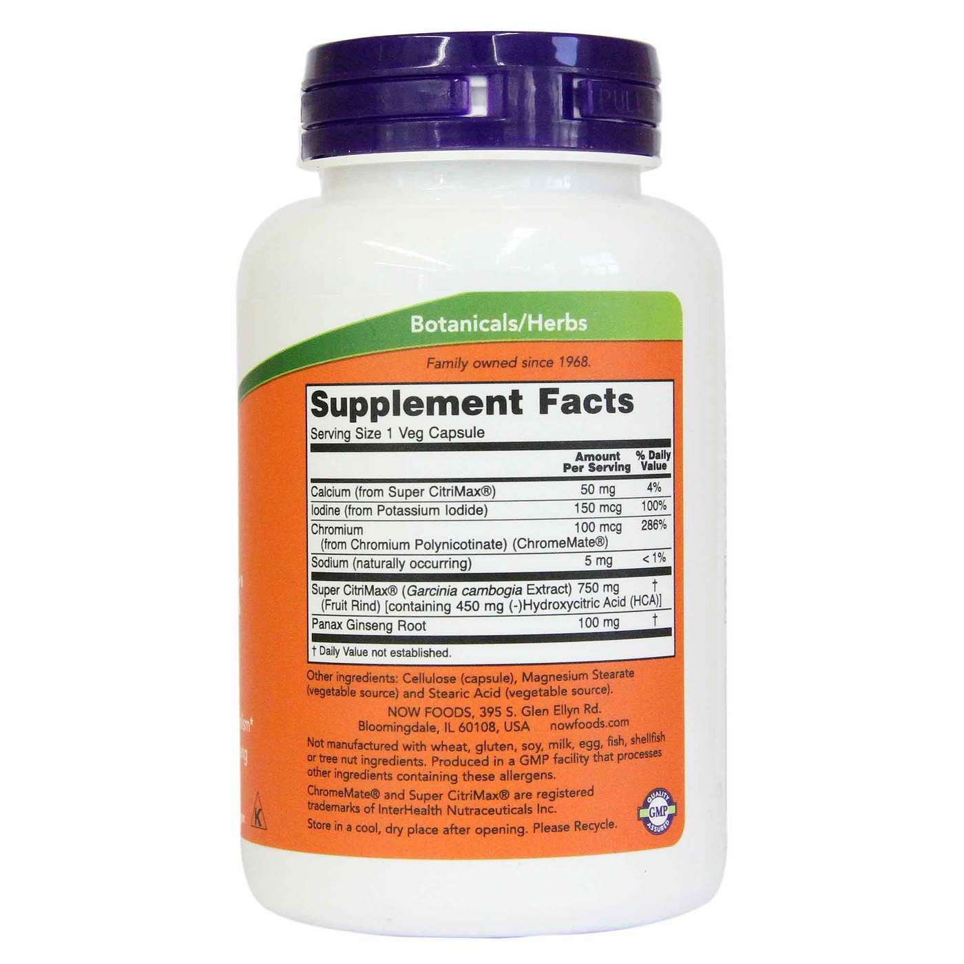 Now Foods Super Citrimax Extra Forte 750 mg Chromemate, Panax Ginseng e Kelp 90 Cápsulas - Imagem 3