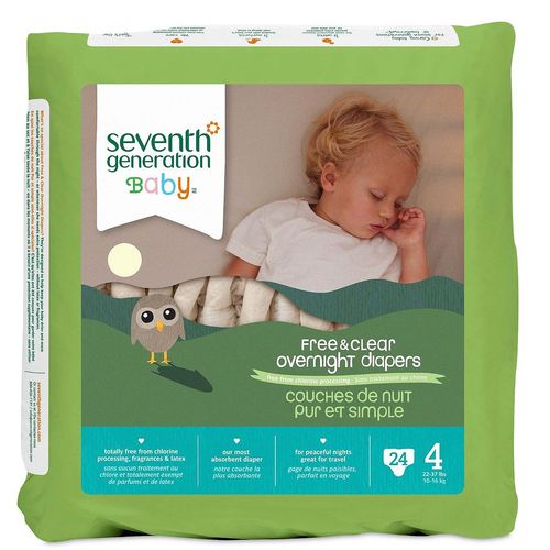 Seventh Generation Overnight Fraldas Stage 4 (22-37 libras) 24 Fraldas