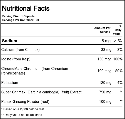 Now Foods Super Citrimax Extra Forte 750 mg Chromemate, Panax Ginseng e Kelp 90 Cápsulas - Imagem 4