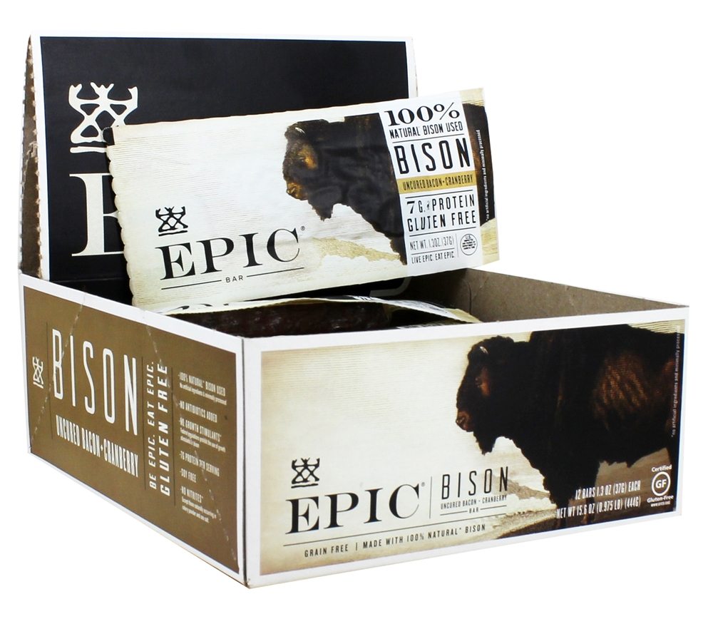 Bisão Barras Caixa Bacon + Oxicoco - 12 barras de ÉPICO