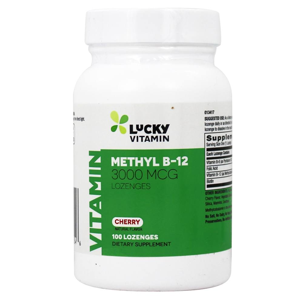 Methyl B12 Cherry 3000 mcg.   100 Lozenges by LuckyVitamin
