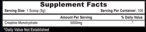 APS Creatine Monohydrate Supplement Facts