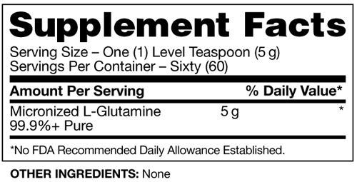 Gaspari Glutamine Supplement Facts