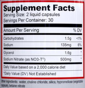 Noxygen liquid caps supplement facts