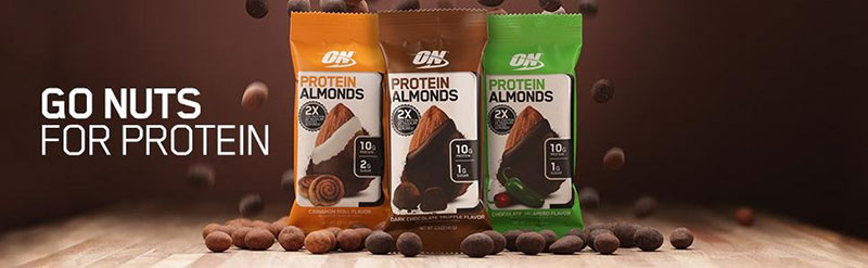 Protein almonds banner