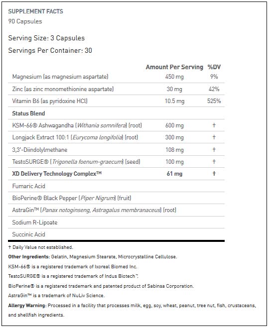 Blue Star Status Supplement Facts
