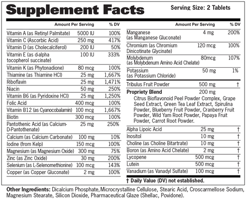 Mens multi test supplement facts