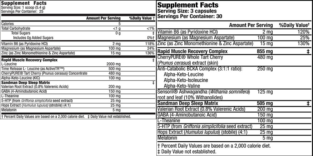 Mhp recovery pm supplement facts